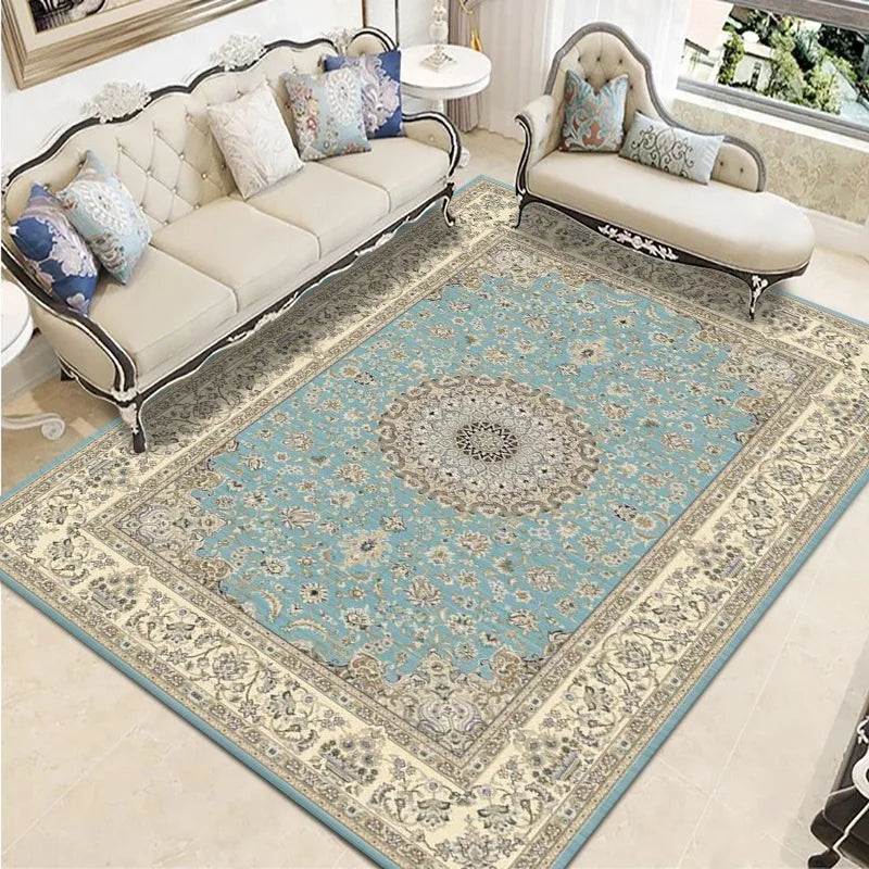 VIKAMA Bohemian Vintage Crystal Flocking Carpet Large Area Living Room Mat Bedroom Office Prayer Rug Muslim Prayer Home Decor