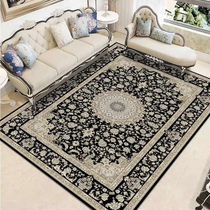 VIKAMA Bohemian Vintage Crystal Flocking Carpet Large Area Living Room Mat Bedroom Office Prayer Rug Muslim Prayer Home Decor