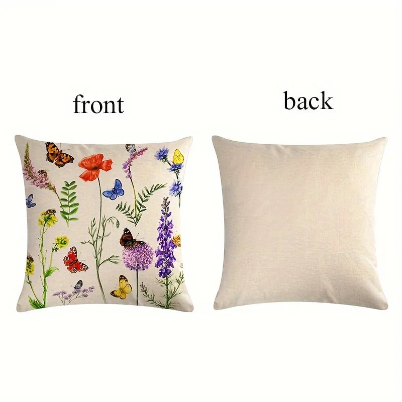 Outdoor Patio Throw Pillow Covers Summer Spring Garden Flowers Farmhouse Décor Outside Furniture Swing  Decorative Cushion Cases
