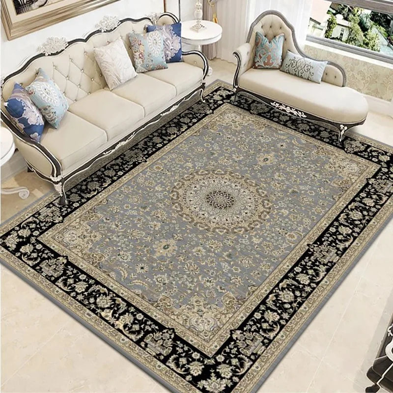 VIKAMA Bohemian Vintage Crystal Flocking Carpet Large Area Living Room Mat Bedroom Office Prayer Rug Muslim Prayer Home Decor