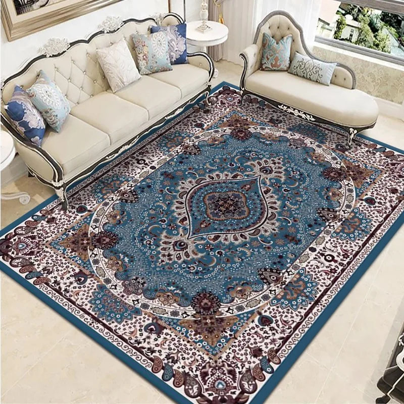 VIKAMA Bohemian Vintage Crystal Flocking Carpet Large Area Living Room Mat Bedroom Office Prayer Rug Muslim Prayer Home Decor