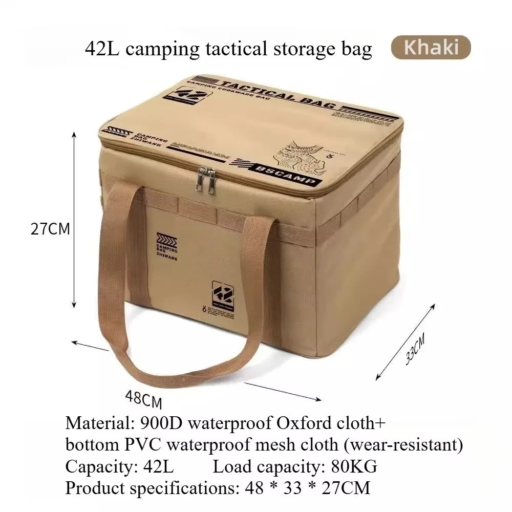 42L Large Capacity Camping Cooler Bag Thermal Insulation Folding Storage Box Picnic Tote Outdoor Gear