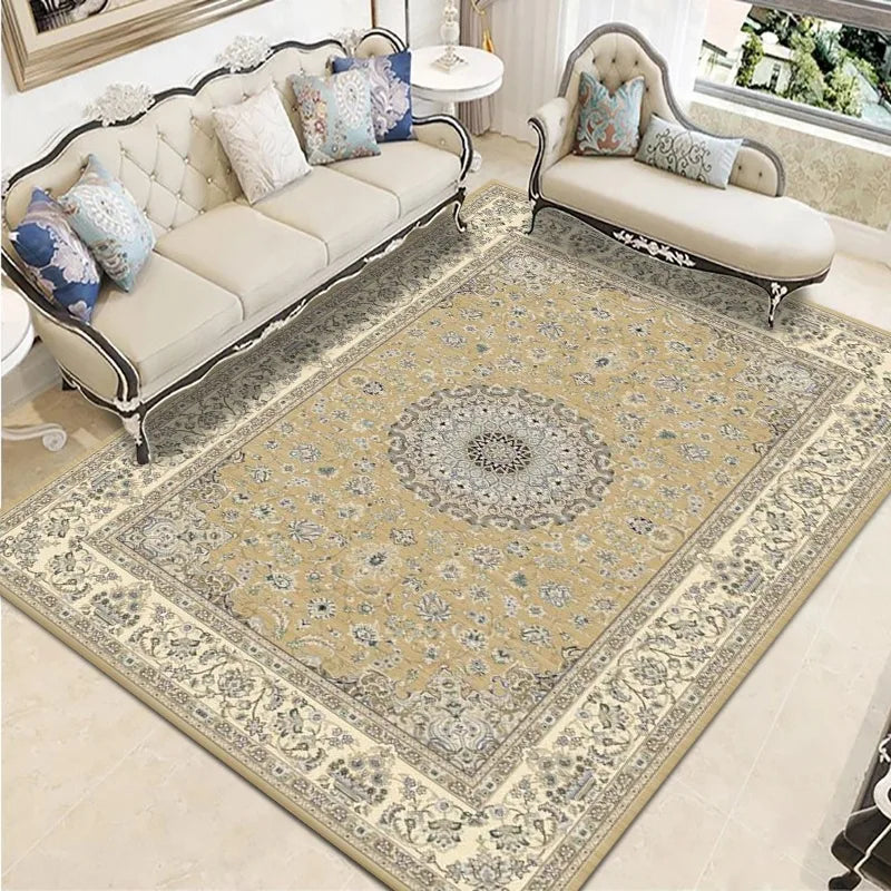 VIKAMA Bohemian Vintage Crystal Flocking Carpet Large Area Living Room Mat Bedroom Office Prayer Rug Muslim Prayer Home Decor