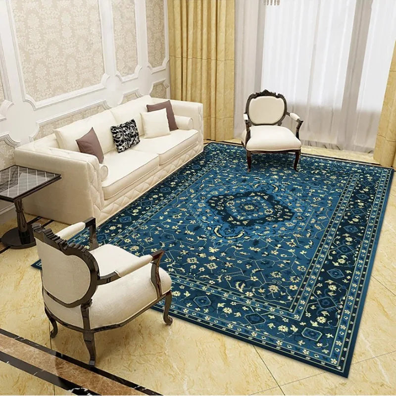 VIKAMA Bohemian Vintage Crystal Flocking Carpet Large Area Living Room Mat Bedroom Office Prayer Rug Muslim Prayer Home Decor
