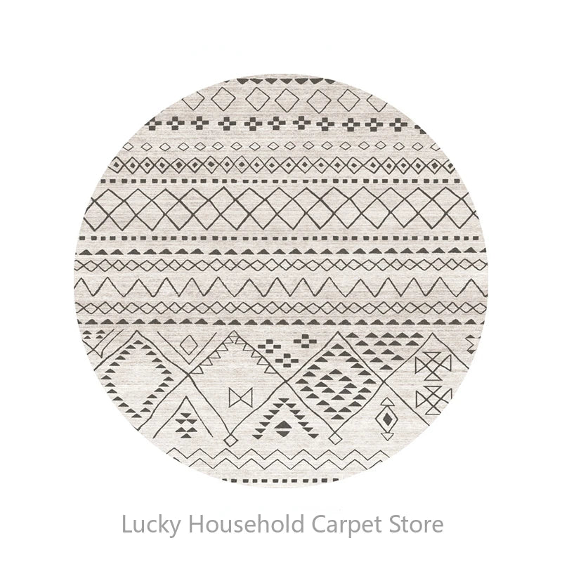 Morocco Round Carpet Lounge Chair Area Rug Soft Non-slip Light Color Living Room Decoration Carpets Washable Cloakroom Floor Mat