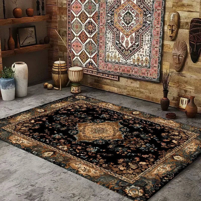 Persian American Retro Carpet Large Area Living Room Decoration Home Ethnic Style Bedroom Rug Cloakroom Lounge Soft Mat Washable
