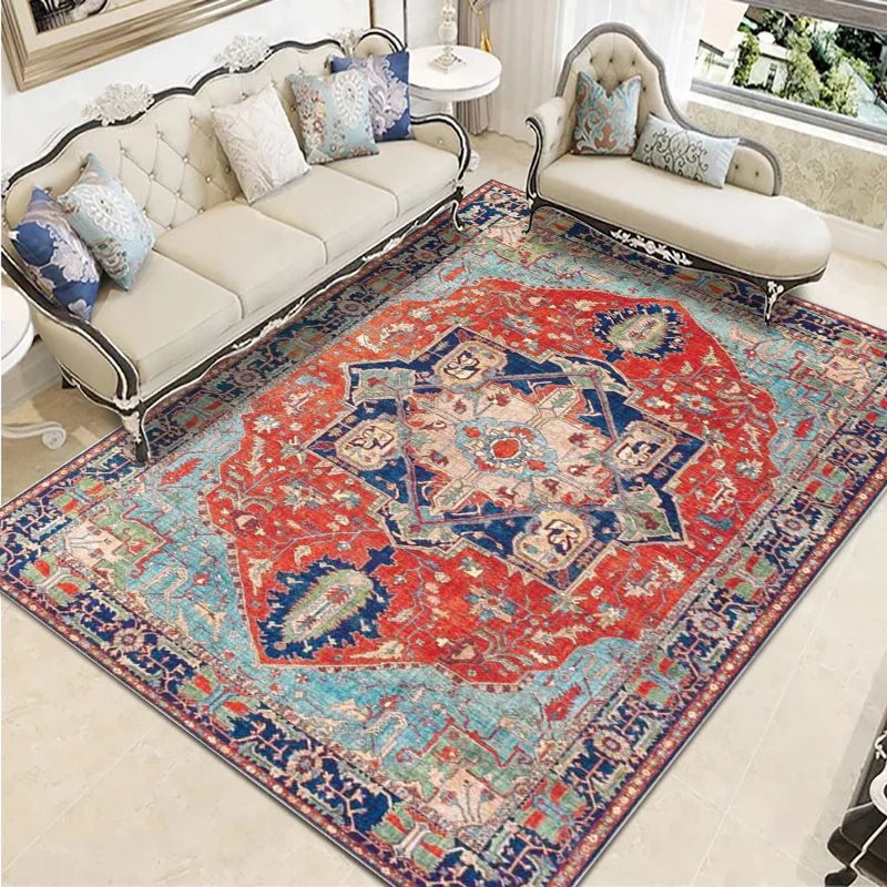 VIKAMA Bohemian Vintage Crystal Flocking Carpet Large Area Living Room Mat Bedroom Office Prayer Rug Muslim Prayer Home Decor