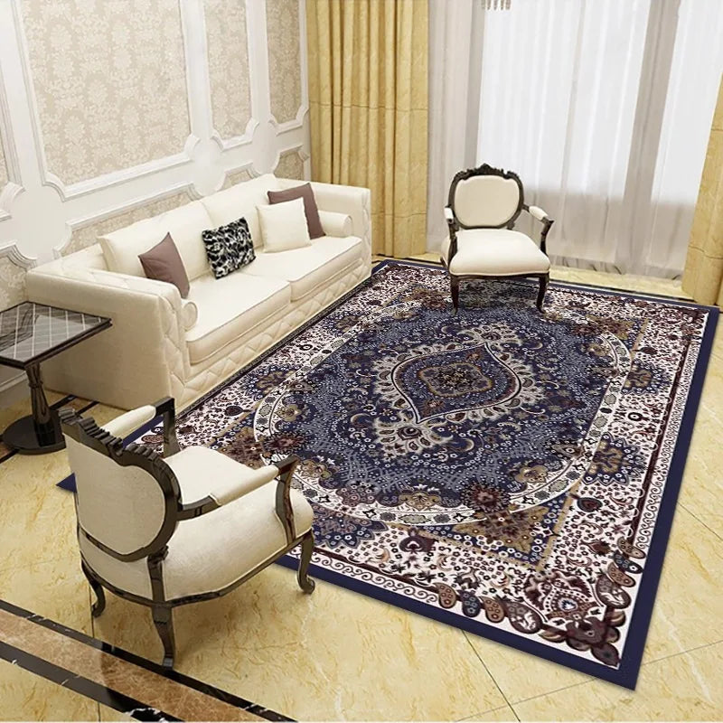 VIKAMA Bohemian Vintage Crystal Flocking Carpet Large Area Living Room Mat Bedroom Office Prayer Rug Muslim Prayer Home Decor