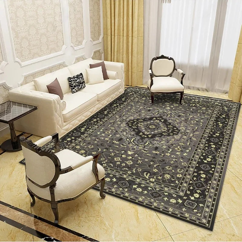 VIKAMA Bohemian Vintage Crystal Flocking Carpet Large Area Living Room Mat Bedroom Office Prayer Rug Muslim Prayer Home Decor