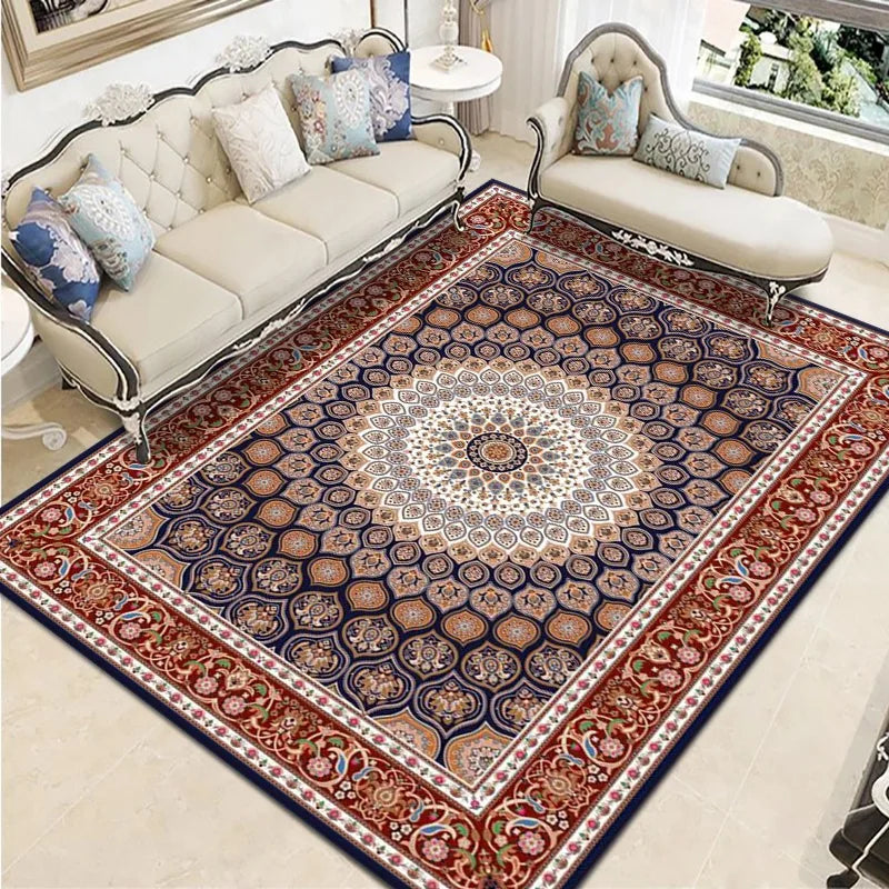 VIKAMA Bohemian Vintage Crystal Flocking Carpet Large Area Living Room Mat Bedroom Office Prayer Rug Muslim Prayer Home Decor